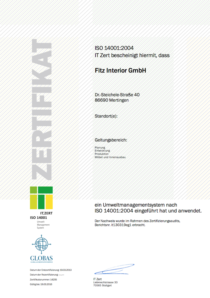 ISO-Zertifizierung für Fitz Interior | Fitz Interior Mertingen